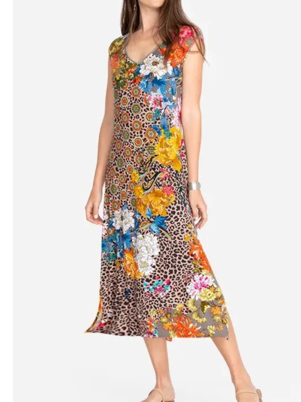 Johnny Was floral leopard print midi Shift dress L Casual Slip
Garden Artsy